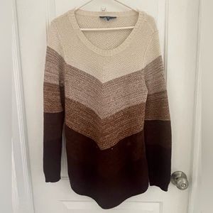 Knit Women’s Colorblock Chevron Sweater in Brown